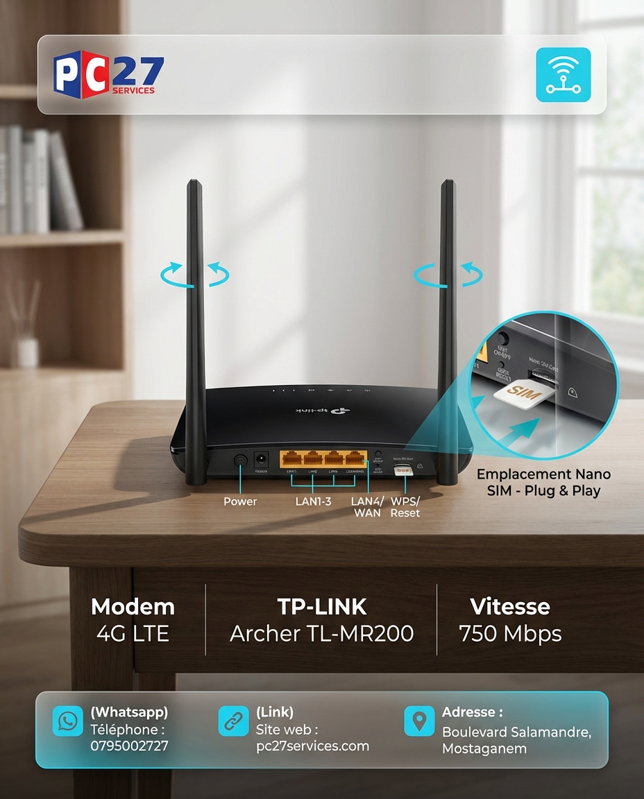 Modem Routeur 4G LTE TP-Link Archer MR200 - Prix Algérie | مودم راوتر ...