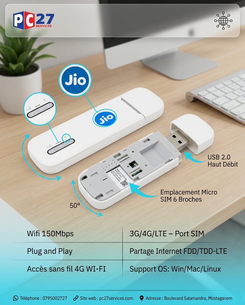 Modem 4G Jio USB MF832 - Achat et Prix en Algérie (DZ) | مودم جيو 4G ...