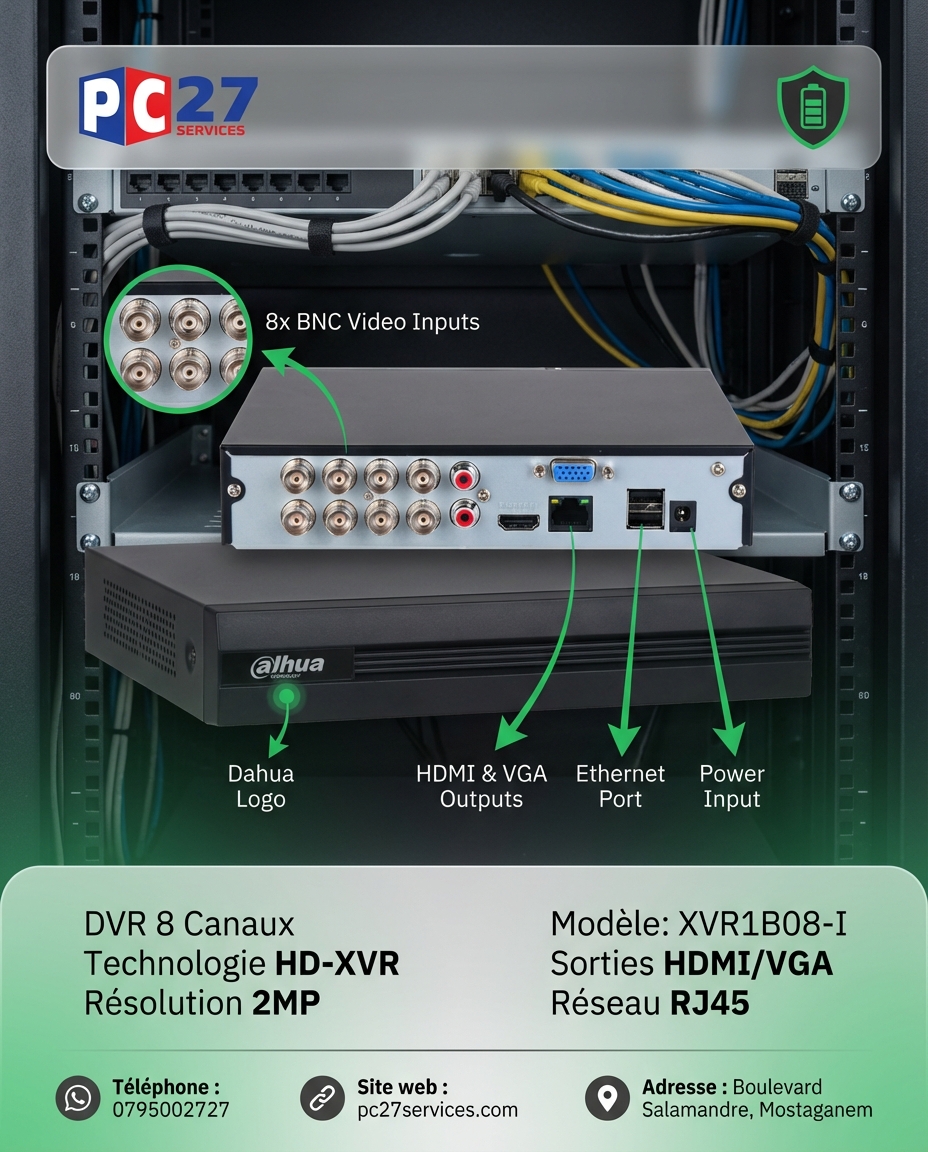 DVR Dahua 8 Canaux 2MP XVR1B08-I - Prix Algérie | مسجل فيديو داهوا 8 ...