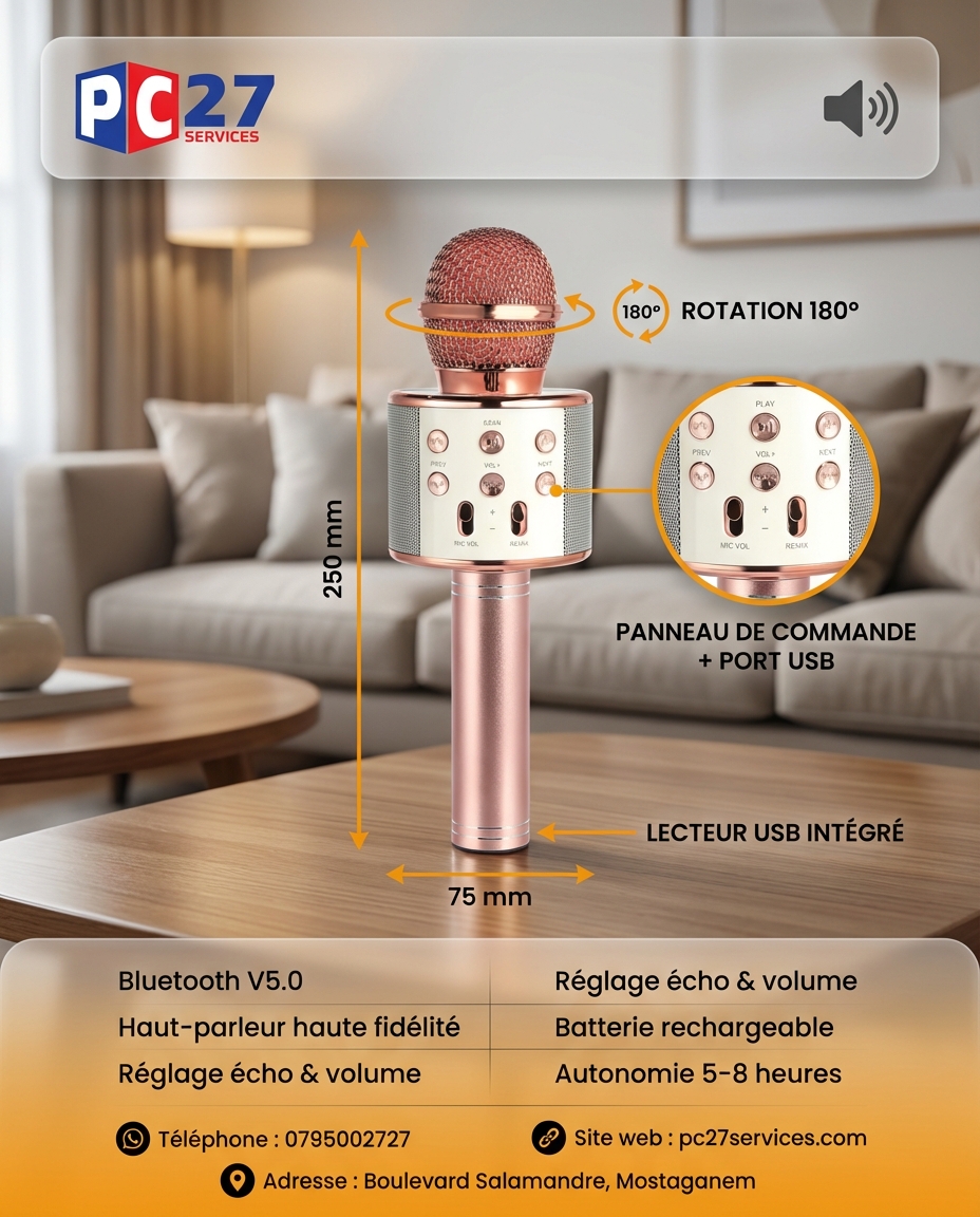 Micro Baffle Bluetooth 858 USB | Prix & Achat en Algérie | مايكروفون ...