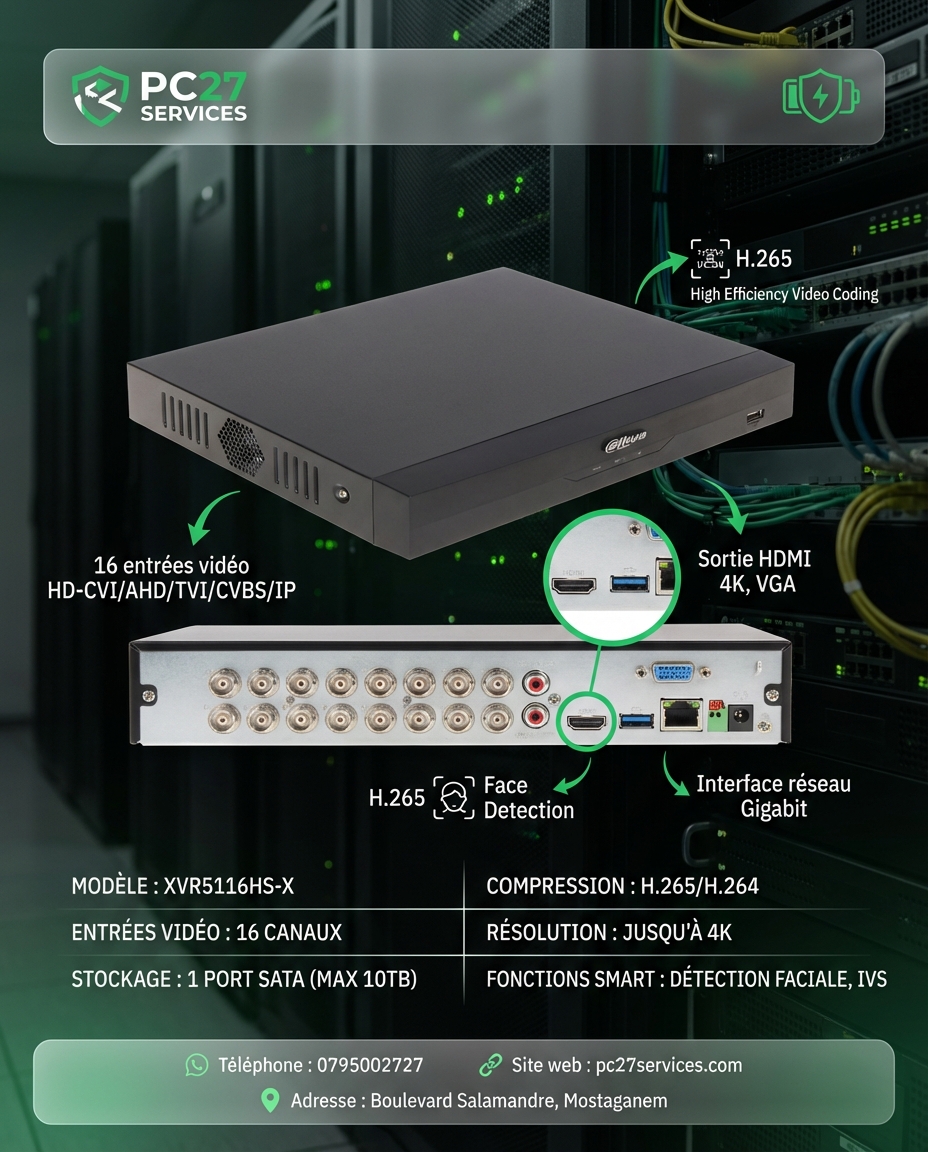 DVR DAHUA 16 Canaux XVR5116HS-X H.265 | Prix Algérie | مسجل فيديو داهوا ...